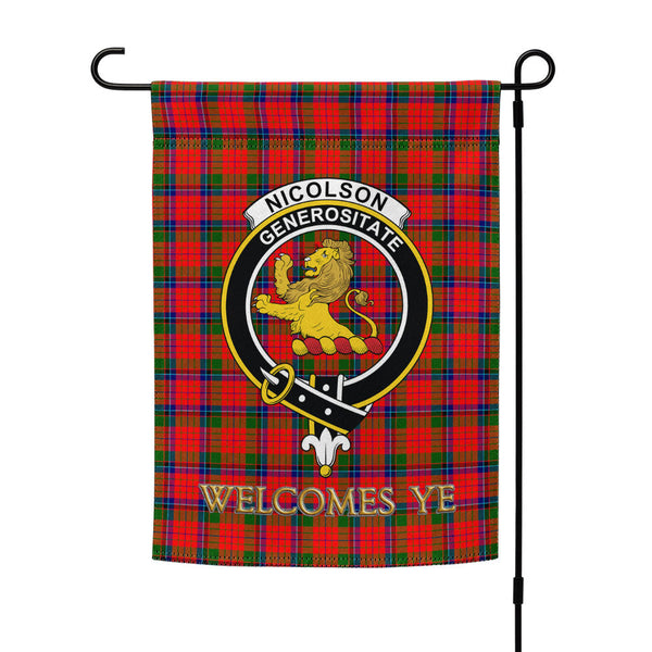 Nicolson Modern Clan Badge Tartan Garden Flag