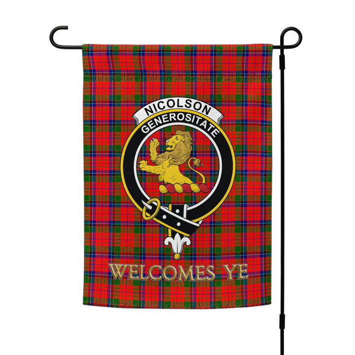 Nicolson Modern Clan Badge Tartan Garden Flag