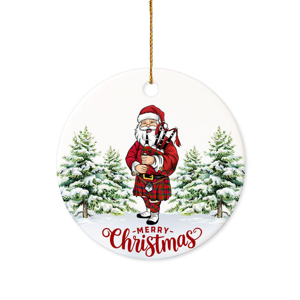 Nicolson Modern Tartan Ceramic Ornament Santa