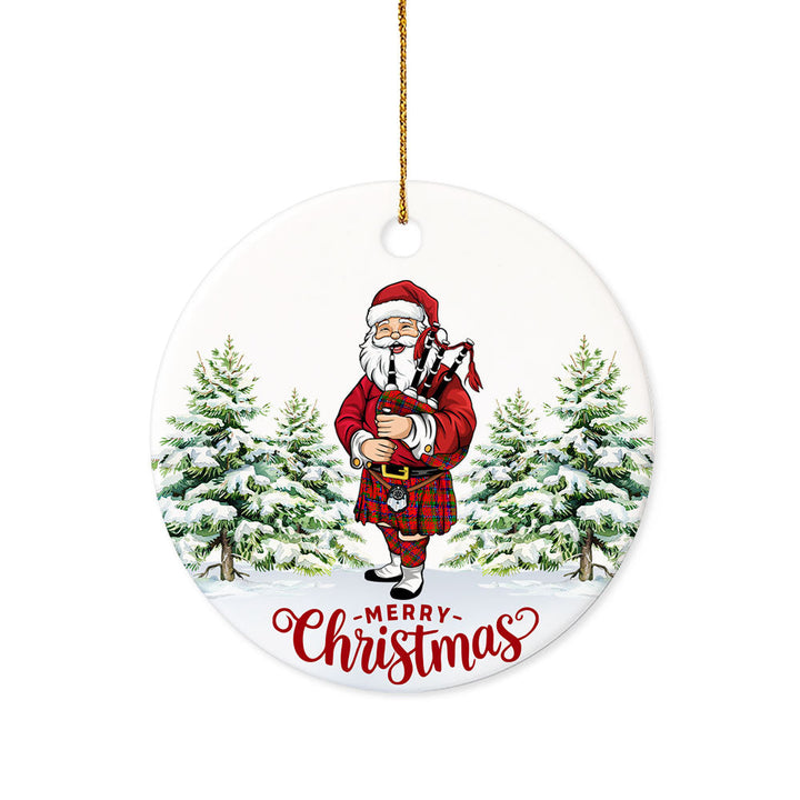 Nicolson Modern Tartan Ceramic Ornament Santa