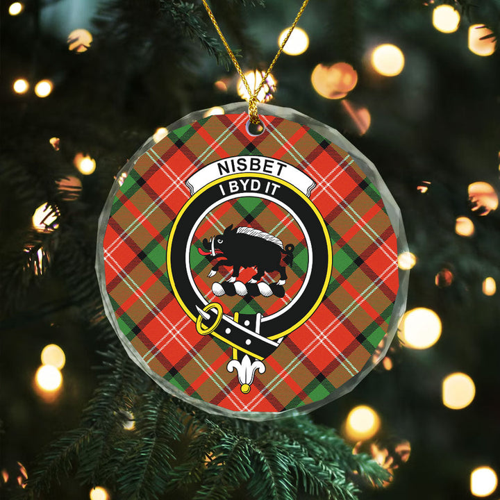 Nisbet (Nisbit) Ancient Clan Badge Tartan Glass Ornament