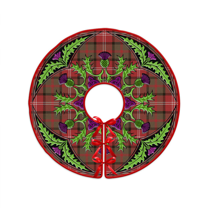 Nisbet (Nisbit) Weathered Clan Badge Tartan Christmas Tree Skirt Scottish Thistle Design