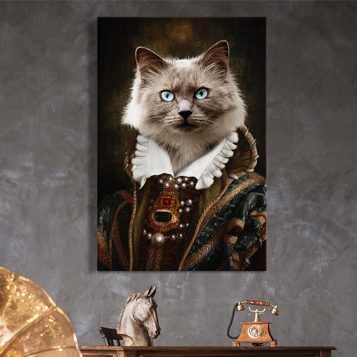 Custom cat art portrait canvas styled as a noble character