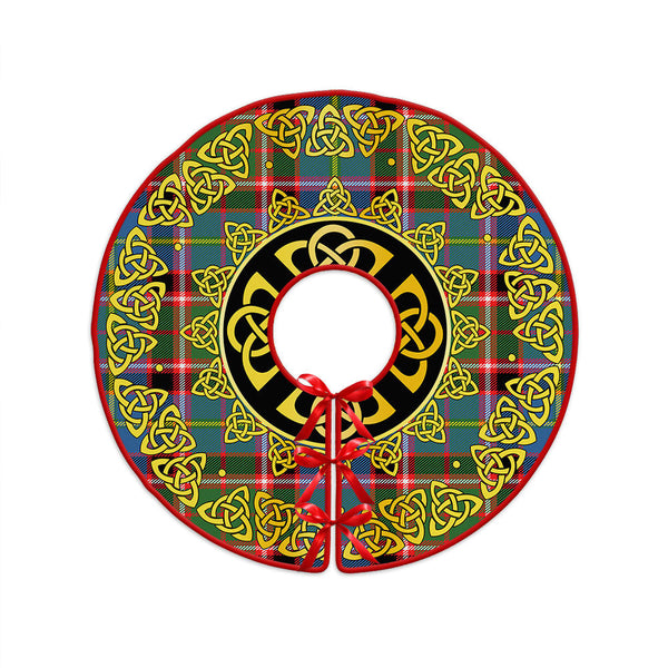 Norvel Clan Badge Tartan Christmas Tree Skirt Golden Celtic Heritage