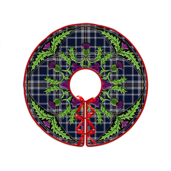 Ochterlony (Auchterlony) Modern Clan Badge Tartan Christmas Tree Skirt Scottish Thistle Design