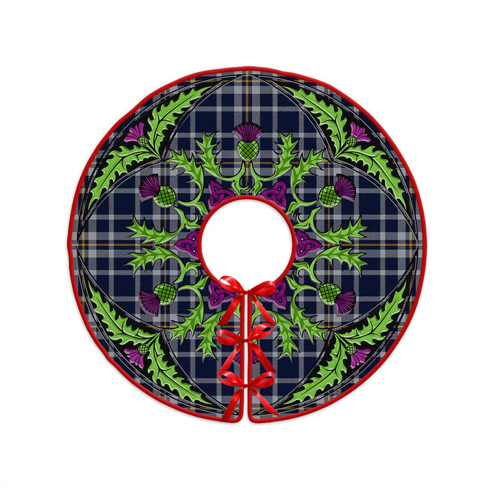 Ochterlony (Auchterlony) Modern Clan Badge Tartan Christmas Tree Skirt Scottish Thistle Design