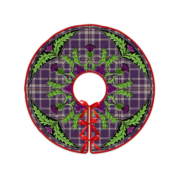 Ochterlony (Auchterlony) Weathered Clan Badge Tartan Christmas Tree Skirt Scottish Thistle Design