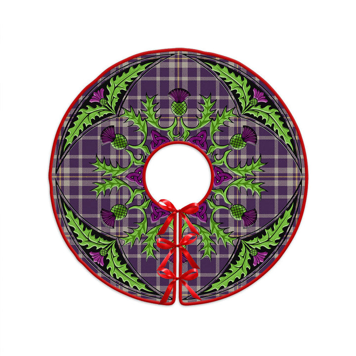 Ochterlony (Auchterlony) Weathered Clan Badge Tartan Christmas Tree Skirt Scottish Thistle Design