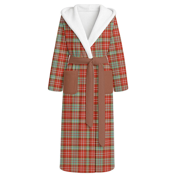 Ogilvie Ancient Clan Badge Tartan Flannel Hooded Bathrobe