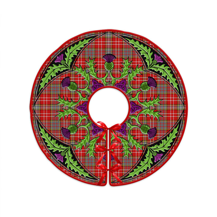Ogilvie Modern Clan Badge Tartan Christmas Tree Skirt Scottish Thistle Design