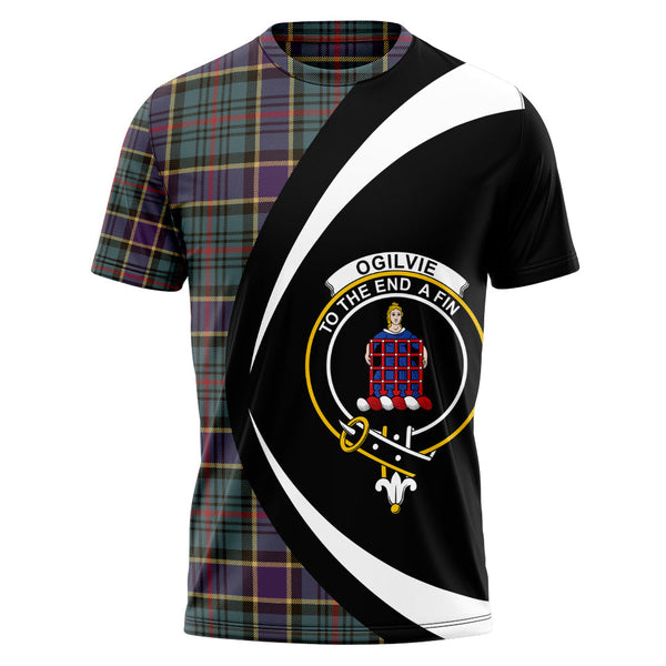 Ogilvie of Inverarity (Wilson) Weathered Clan Badge Tartan T-Shirt Circle Style Personalized