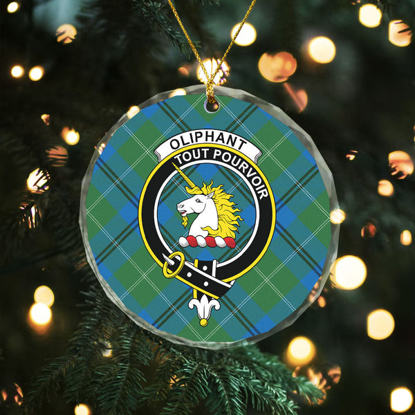 Oliphant Ancient Clan Badge Tartan Glass Ornament