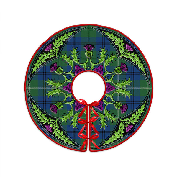 Oliphant Modern Clan Badge Tartan Christmas Tree Skirt Scottish Thistle Design
