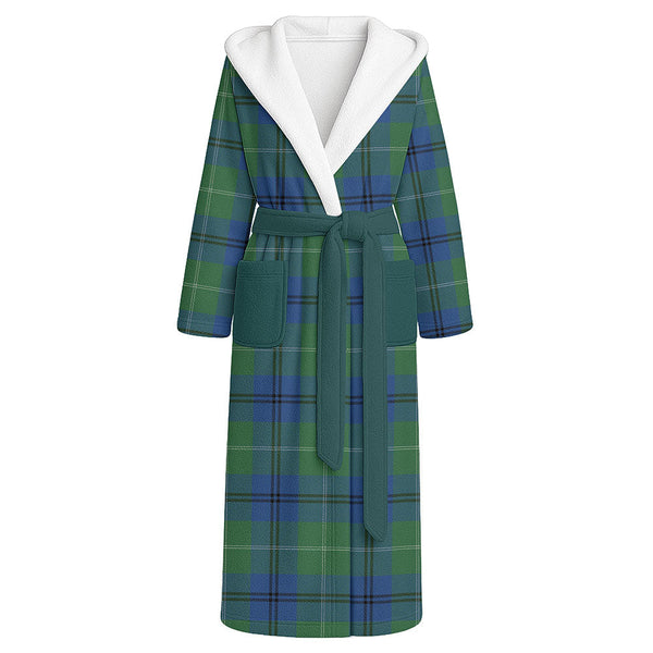 Oliphant Modern Clan Badge Tartan Flannel Hooded Bathrobe