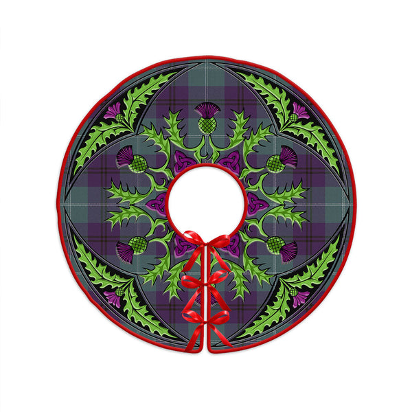 Oliphant Weathered Clan Badge Tartan Christmas Tree Skirt Scottish Thistle Design