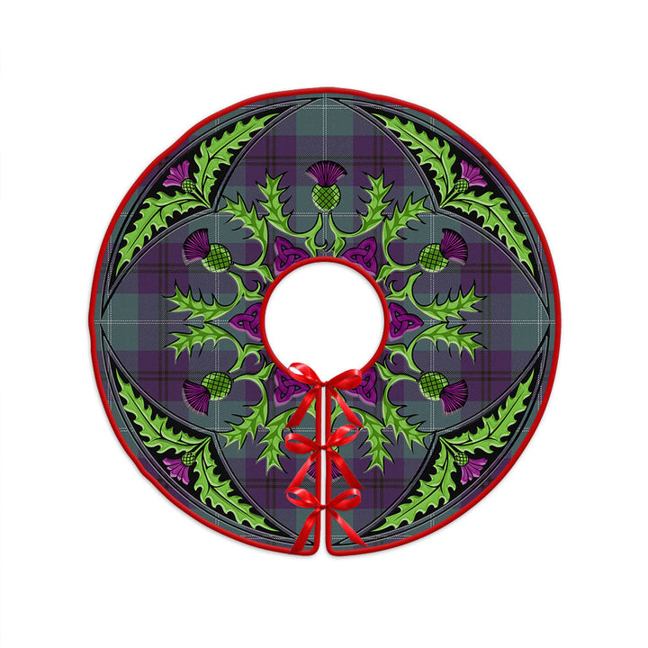 Oliphant Weathered Clan Badge Tartan Christmas Tree Skirt Scottish Thistle Design