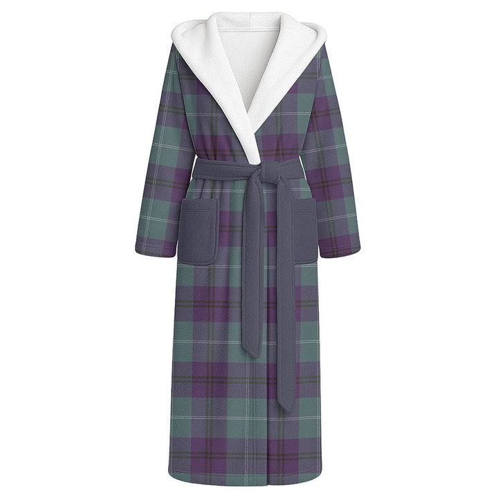 Oliphant Weathered Clan Badge Tartan Flannel Hooded Bathrobe