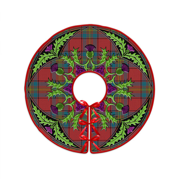 Oliver Ancient Clan Badge Tartan Christmas Tree Skirt Scottish Thistle Design
