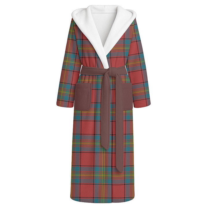 Oliver Ancient Clan Badge Tartan Flannel Hooded Bathrobe