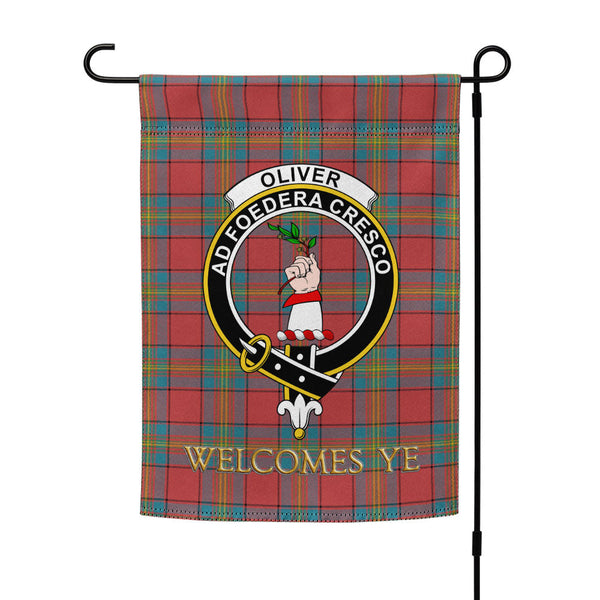 Oliver Ancient Clan Badge Tartan Garden Flag