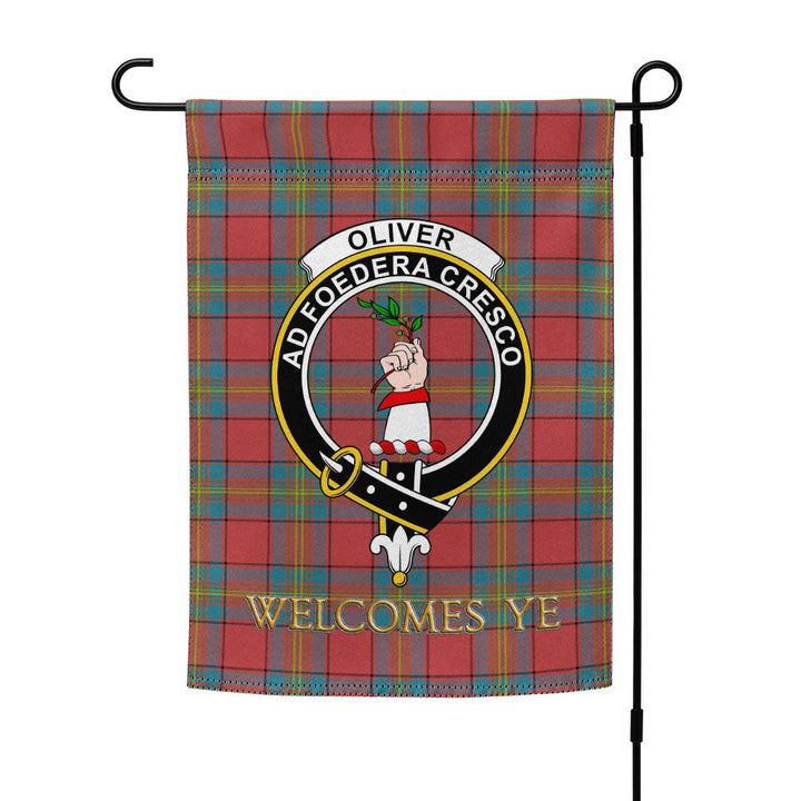 Oliver Ancient Clan Badge Tartan Garden Flag