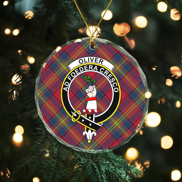 Oliver Modern Clan Badge Tartan Glass Ornament
