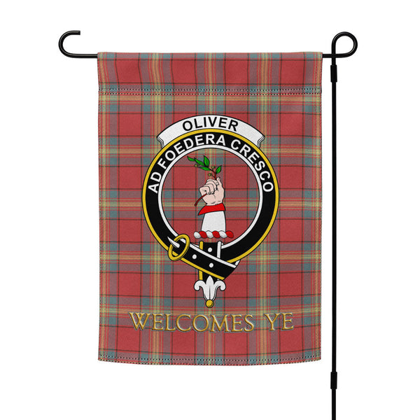 Oliver Weathered Clan Badge Tartan Garden Flag