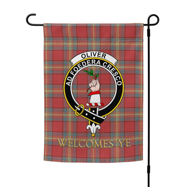 Oliver Weathered Clan Badge Tartan Garden Flag