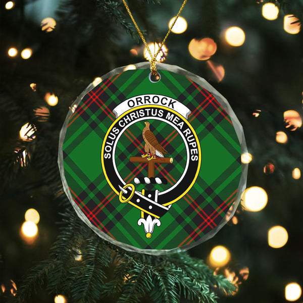 Orrock Clan Badge Tartan Glass Ornament