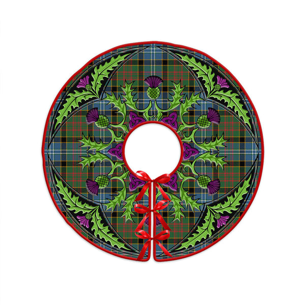 Paisley Drennan (Drennan Drennan) Ancient Clan Badge Tartan Christmas Tree Skirt Scottish Thistle Design
