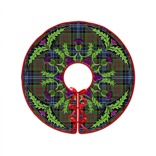 Paisley Drennan (Drennan Drennan) Modern Clan Badge Tartan Christmas Tree Skirt Scottish Thistle Design