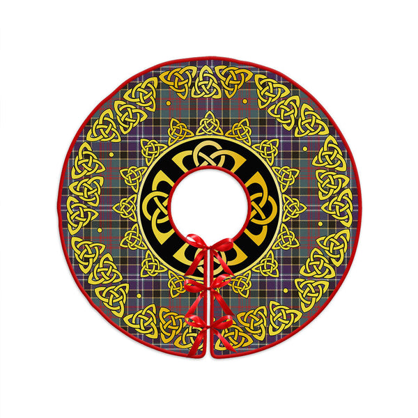 Paisley Drennan (Drennan Drennan) Weathered Clan Badge Tartan Christmas Tree Skirt Golden Celtic Heritage