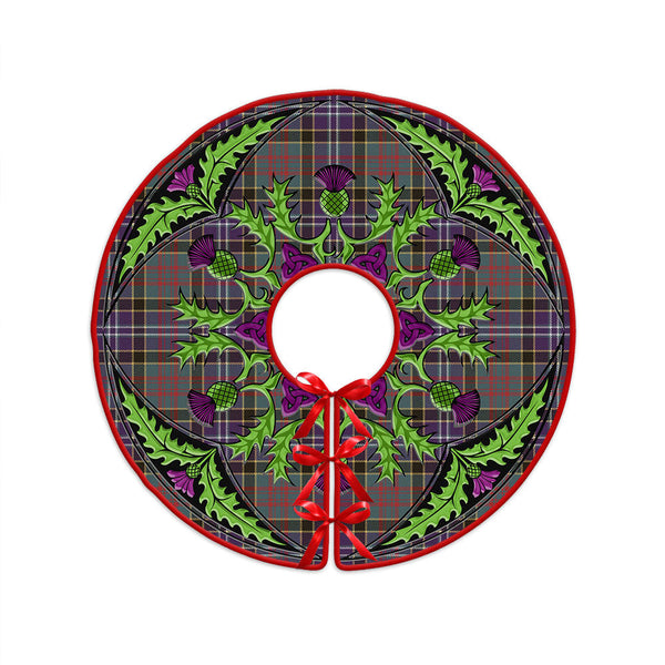 Paisley Drennan (Drennan Drennan) Weathered Clan Badge Tartan Christmas Tree Skirt Scottish Thistle Design