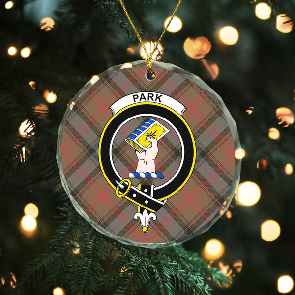 Park Weathered Clan Badge Tartan Glass Ornament