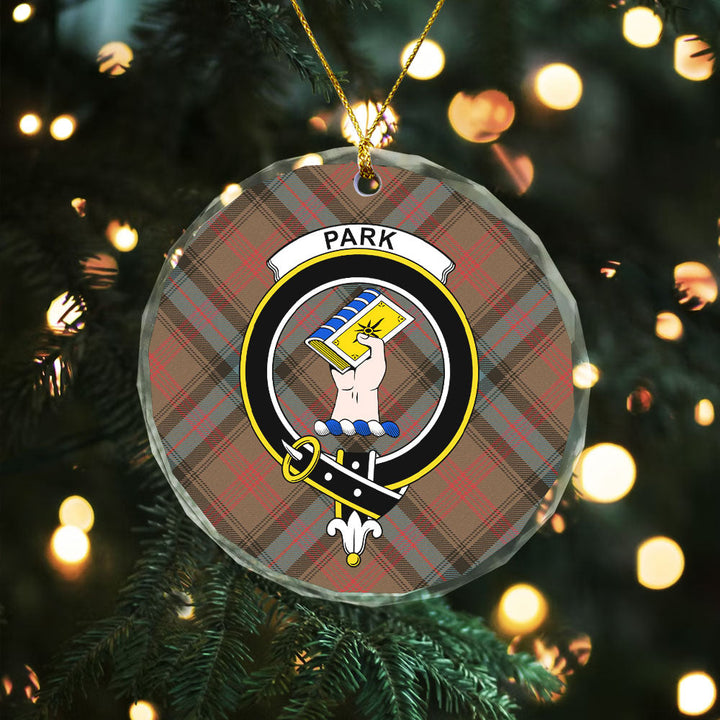 Park Weathered Clan Badge Tartan Glass Ornament