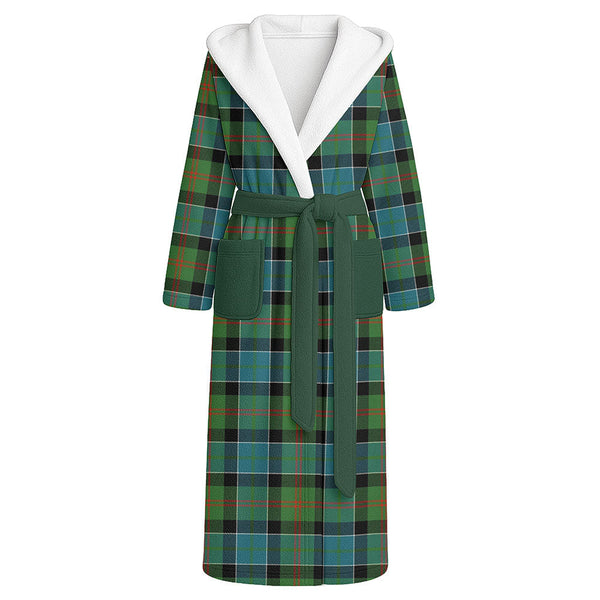 Paterson Ancient Clan Badge Tartan Flannel Hooded Bathrobe
