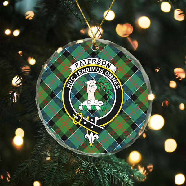 Paterson Ancient Clan Badge Tartan Glass Ornament