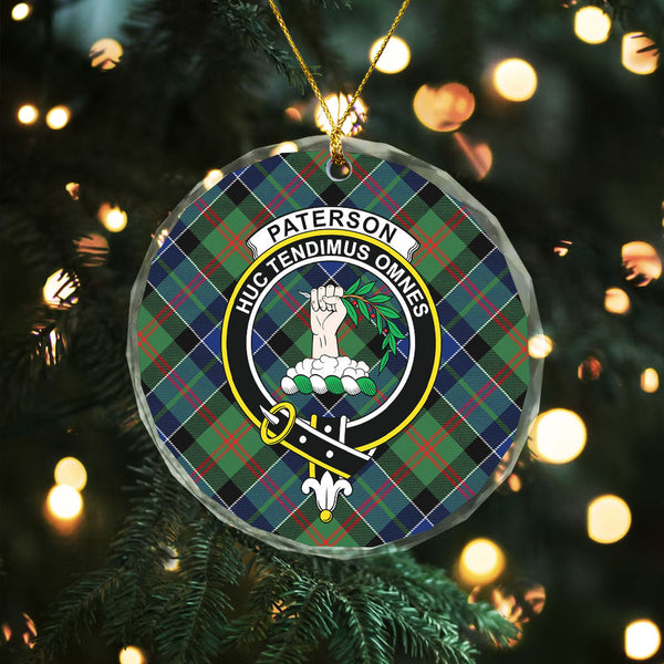 Paterson Modern Clan Badge Tartan Glass Ornament