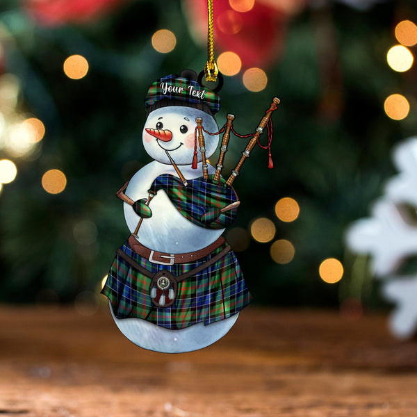 Paterson Modern Clan Badge Tartan Wood Acrylic Ornament Snowman Bagpipe Personalized
