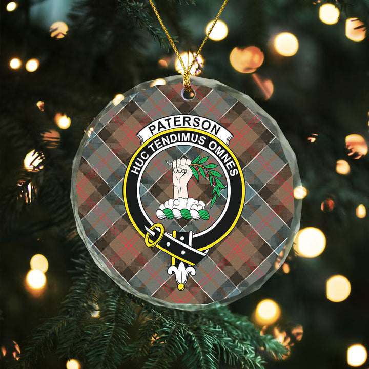 Paterson Weathered Clan Badge Tartan Glass Ornament