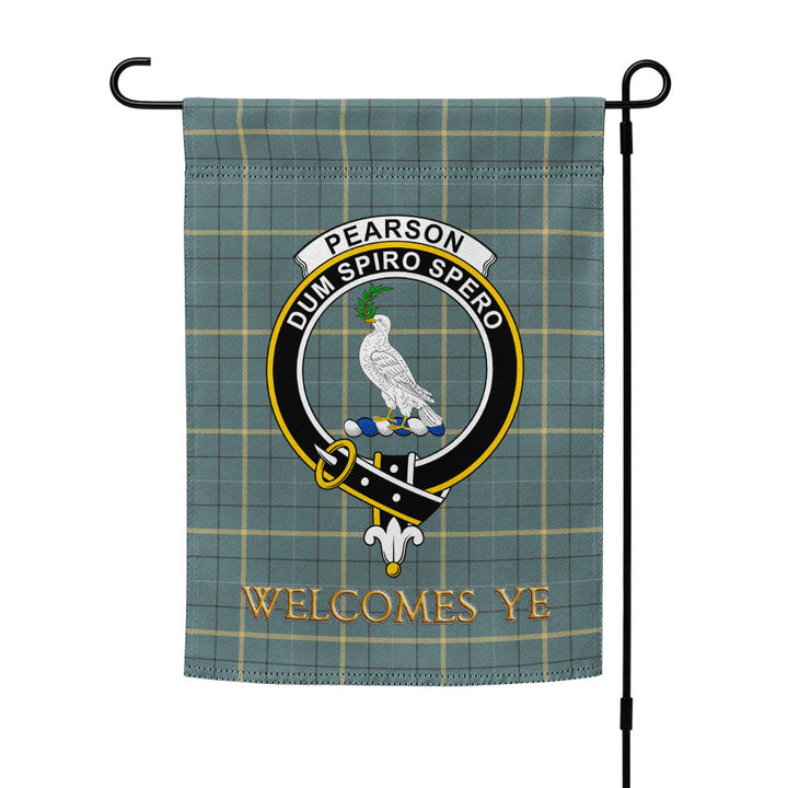 Pearson Weathered Clan Badge Tartan Garden Flag