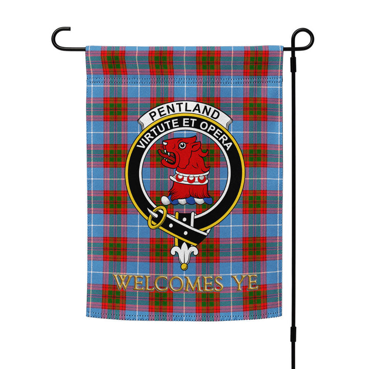 Pentland Clan Badge Tartan Garden Flag
