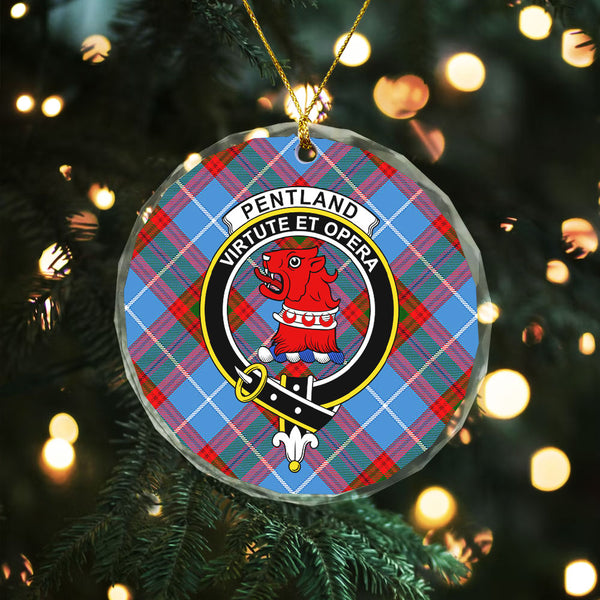 Pentland Clan Badge Tartan Glass Ornament