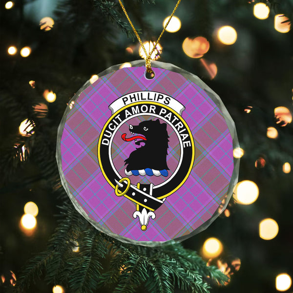 Phillips Ancient Clan Badge Tartan Glass Ornament