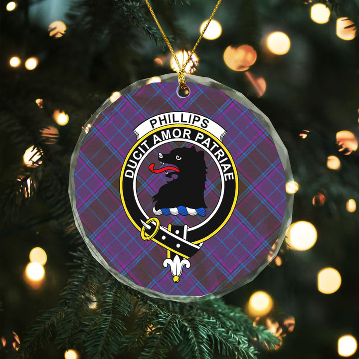 Phillips Modern Clan Badge Tartan Glass Ornament