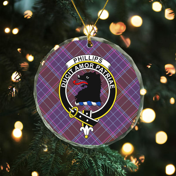 Phillips Weathered Clan Badge Tartan Glass Ornament