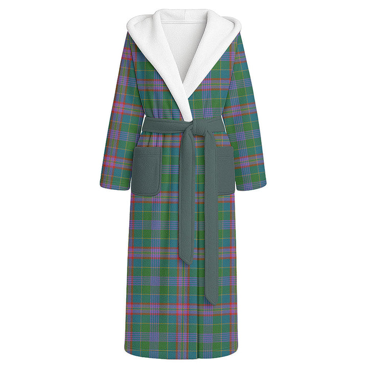 Pitcairn Hunting Ancient Clan Badge Tartan Flannel Hooded Bathrobe