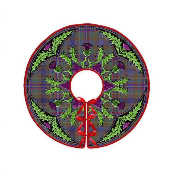 Pitcairn Hunting Weathered Clan Badge Tartan Christmas Tree Skirt Scottish Thistle Design