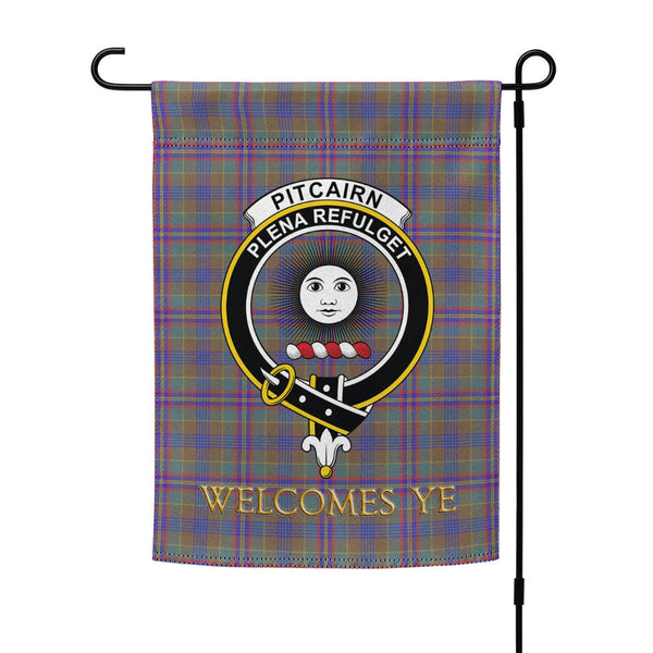 Pitcairn Hunting Weathered Clan Badge Tartan Garden Flag