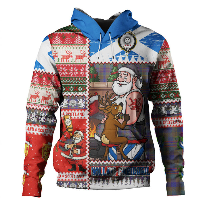 Pitcairn Hunting Weathered Clan Badge Tartan Hoodie Scottish Santa Tattoo Christmas Comic Patchwork Style